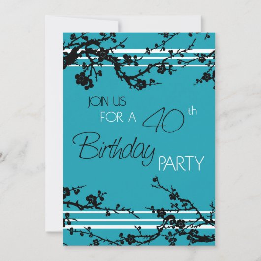 Turquoise 40th Birthday Party Invitation Card Kaart (Voorkant)