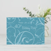 Turquoise 40th Birthday Party Invitation Cards Kaart (Staand voorkant)