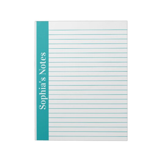 Turquoise 8.5x11 Letter Formaat Linker Verticale N Notitieblok (Linkerzijde)