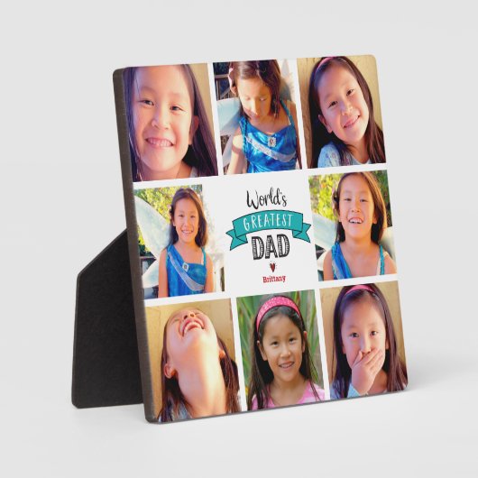 Turquoise 8 foto collage 's werelds grootste vader fotoplaat (Voorkant)