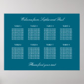 Turquoise 8 Table Wedding Seating Chart Poster (Voorkant)