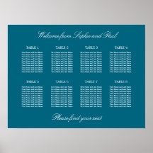 Turquoise 8 Tafel Trouw Stoelenindeling Poster