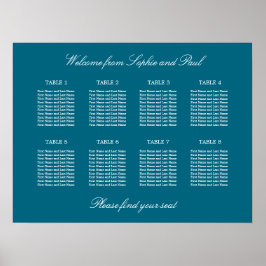 Turquoise 8 Tafel Trouw Stoelenindeling Poster