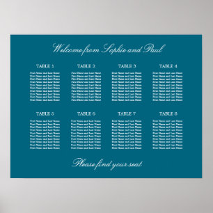 Turquoise 8 Tafel Trouw Stoelenindeling Poster