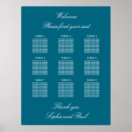 Turquoise 9 Tafel Trouw Stoelenindeling Poster