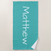 Turquoise Aangepaste badhanddoek (Voorkant)