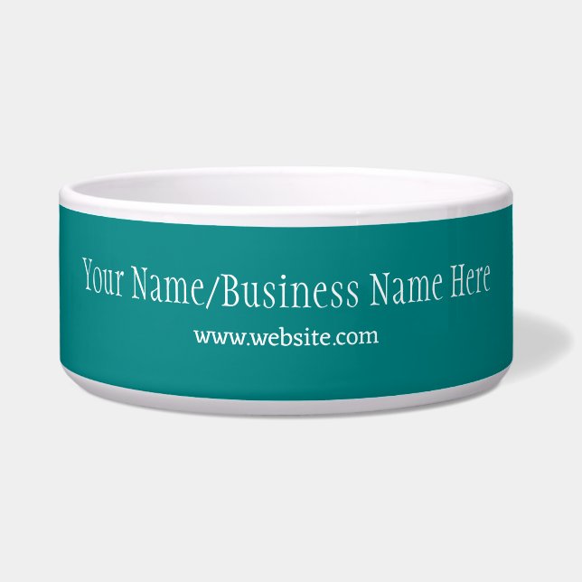 Turquoise Aangepaste Logo Foto & Naam Huisdier Kom (Voorkant)