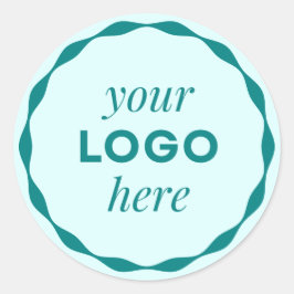 Turquoise aangepaste logo geschulpte cirkel sticke ronde sticker