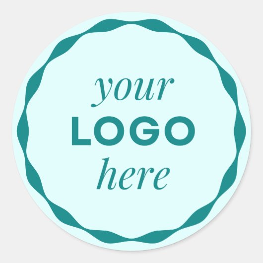 Turquoise aangepaste logo geschulpte cirkel sticke ronde sticker (Voorkant)
