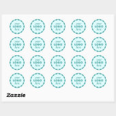 Turquoise aangepaste logo geschulpte cirkel sticke ronde sticker (Vel)