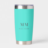 Turquoise aangepaste monogram initialen naam geïsoleerde drinkbeker (Achterkant)