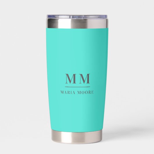 Turquoise aangepaste monogram initialen naam geïsoleerde drinkbeker (Achterkant)
