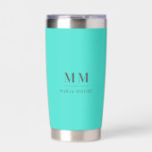 Turquoise aangepaste monogram initialen naam geïsoleerde drinkbeker (Voorkant)