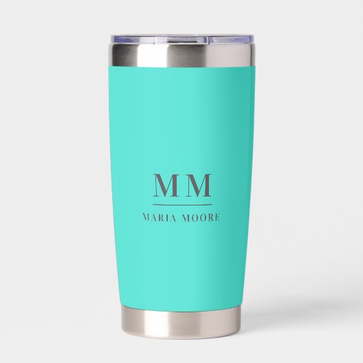 Turquoise aangepaste monogram initialen naam geïsoleerde drinkbeker (Voorkant)