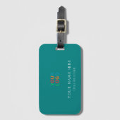 Turquoise Aangepaste naam & logo Bagagelabel (Voorkant (verticaal))