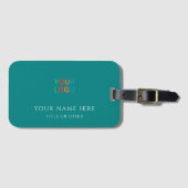 Turquoise Aangepaste naam & logo Bagagelabel (Voorkant (horizontaal))