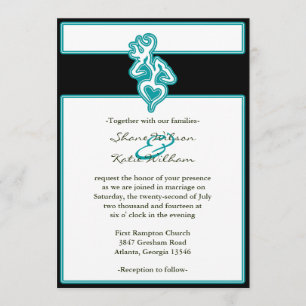 Turquoise aangepaste omtrek kleur uitnodiging