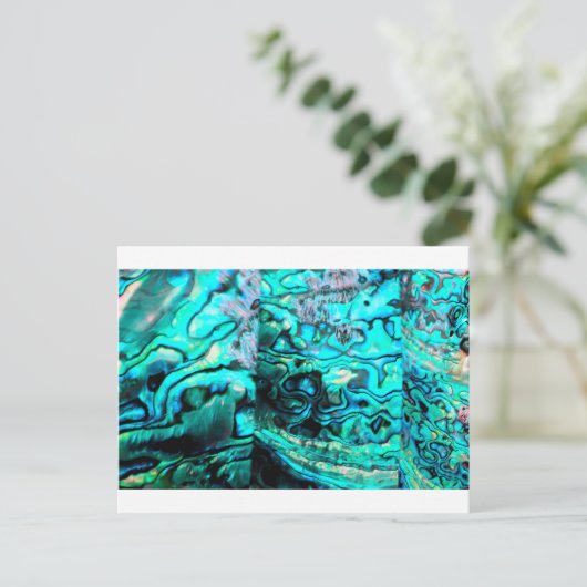 Turquoise abalone paua shell detail briefkaart (Staand voorkant)