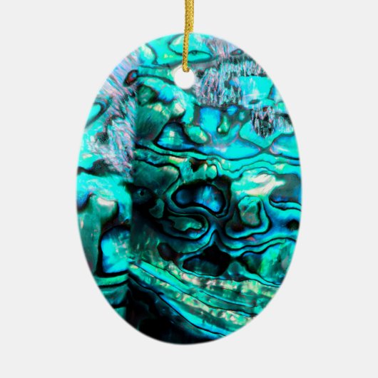 Turquoise abalone paua shell detail keramisch ornament (Voorkant)