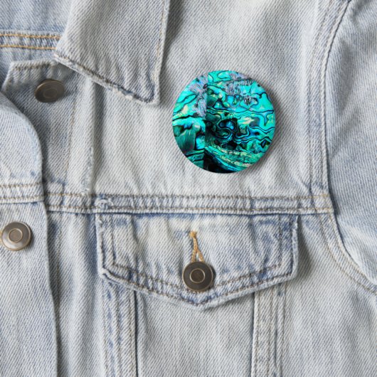 Turquoise abalone paua shell detail ronde button 5,7 cm (In situ)