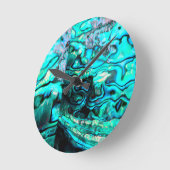 Turquoise abalone paua shell detail ronde klok (Hoek)