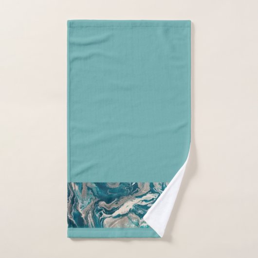 Turquoise Abstract Border Handdoekenset Bad Handdoek (Handdoek)