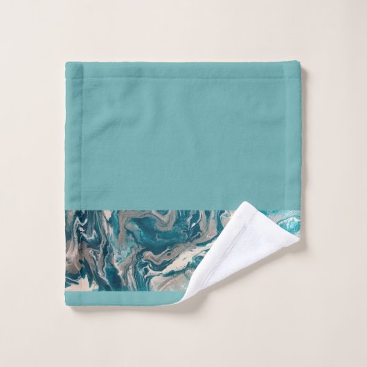 Turquoise Abstract Border Handdoekenset Bad Handdoek (Wasdoekje)