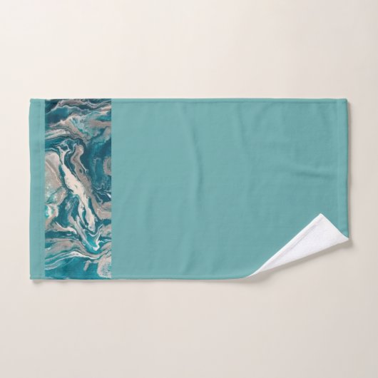 Turquoise Abstract Border Handdoekenset Bad Handdoek (Handdoek)