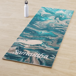 Turquoise Abstract Gepersonaliseerde Yogamat