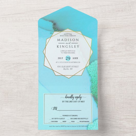 Turquoise Abstract geweldig in één uitnodiging (Binnen)