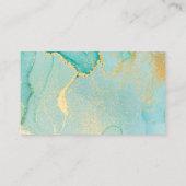 Turquoise Abstract Gold Waterverf Visitekaartje (Achterkant)