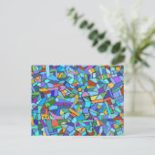 Turquoise Abstract Mosaic Pattern Briefkaart (Staand voorkant)