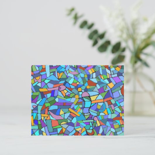 Turquoise Abstract Mosaic Pattern Briefkaart (Staand voorkant)