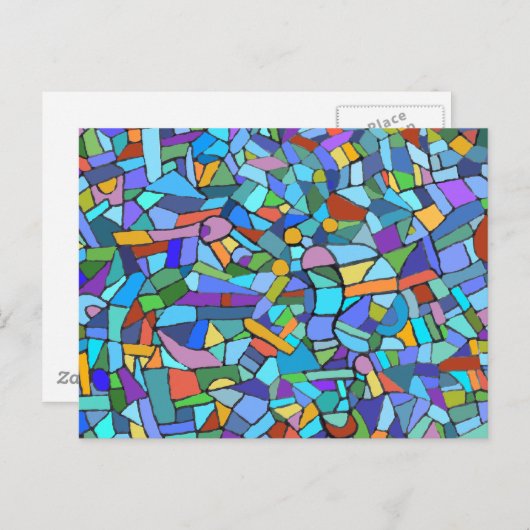 Turquoise Abstract Mosaic Pattern Briefkaart (Voorkant / Achterkant)
