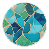 Turquoise Abstract Mozaïek Art Deco Garderobedeur Keramische Knop (Voorkant)