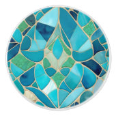 Turquoise Abstract Mozaïek Art Deco Kastdeur Keramische Knop (Voorkant)