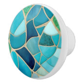 Turquoise Abstract Mozaïek Art Deco Lade Knob Keramische Knop (Rechts)