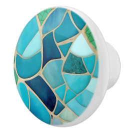 Turquoise Abstract Mozaïek Art Deco Lade Knob Keramische Knop