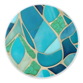 Turquoise Abstract Mozaïek Art Deco Lade Pull Keramische Knop