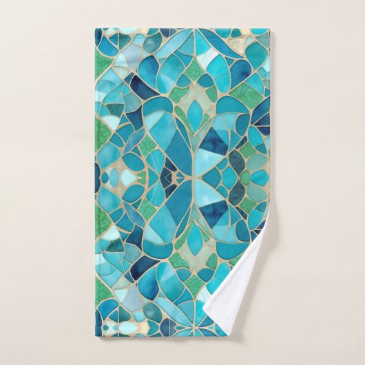 Turquoise Abstract Mozaïek Bad Handdoek (Handdoek)