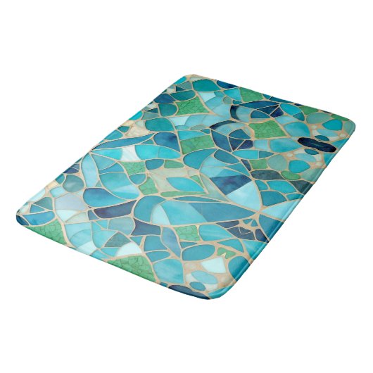 Turquoise Abstract Mozaïek Badmat (Gekanteld)