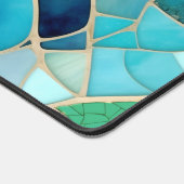 Turquoise Abstract Mozaïek met Art Deco stijl Bureaumat (Hoek)