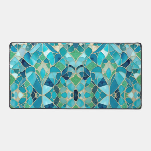Turquoise Abstract Mozaïek met Art Deco stijl Bureaumat (Voorkant)