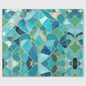 Turquoise Abstract Mozaïek met Art Deco stijl Cadeaupapier (Vlak)