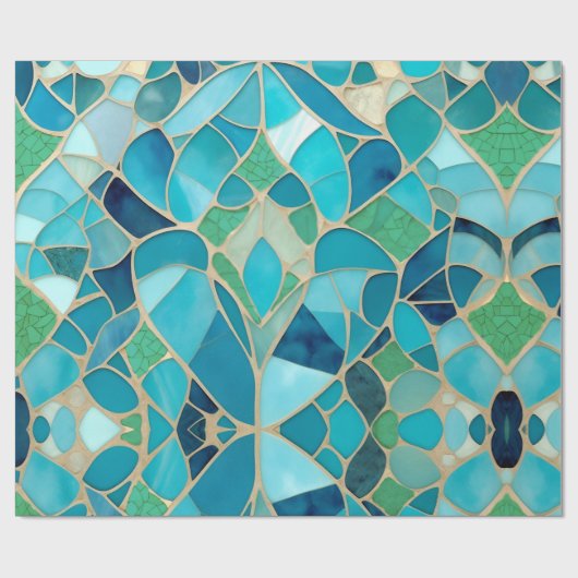 Turquoise Abstract Mozaïek met Art Deco stijl Cadeaupapier (Vlak)