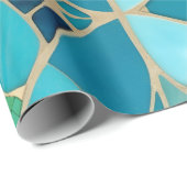Turquoise Abstract Mozaïek met Art Deco stijl Cadeaupapier (Rol Hoek)