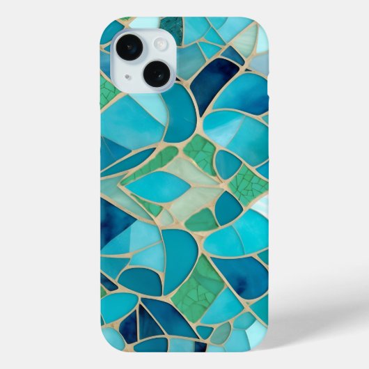 Turquoise Abstract Mozaïek met Art Deco stijl Case-Mate iPhone Case (Achterkant)