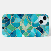 Turquoise Abstract Mozaïek met Art Deco stijl Case-Mate iPhone Case (Achterkant (horizontaal))