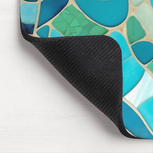 Turquoise Abstract Mozaïek met Art Deco stijl Muismat (Hoek)