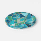 Turquoise Abstract Mozaïek met Art Deco stijl Papieren Bordje (Gekanteld)
